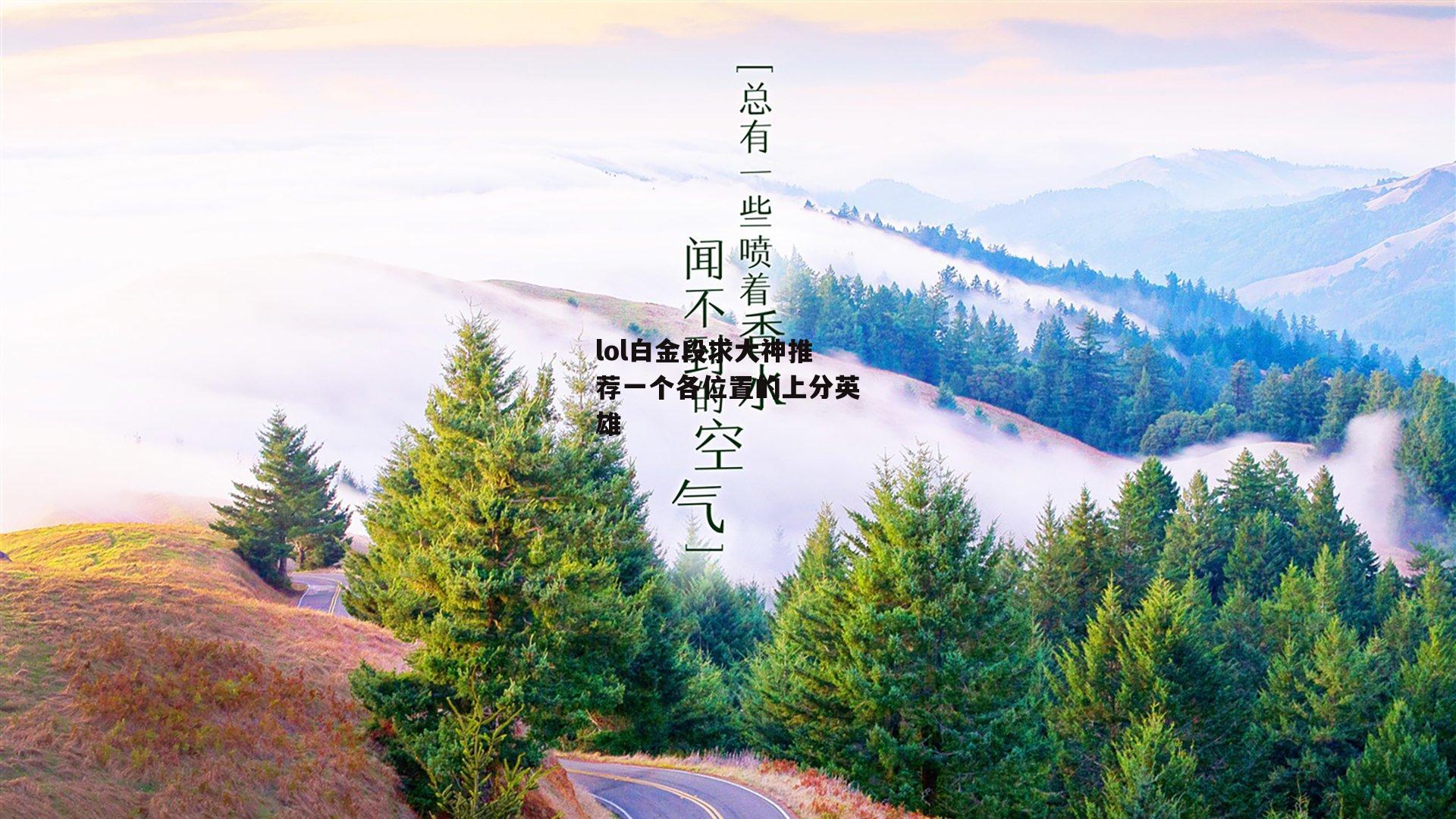 lol白金段求大神推荐一个各位置的上分英雄